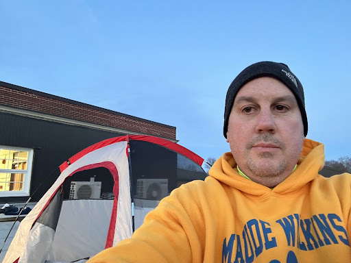 Principal Orsmby sleeps on the roof at MW
